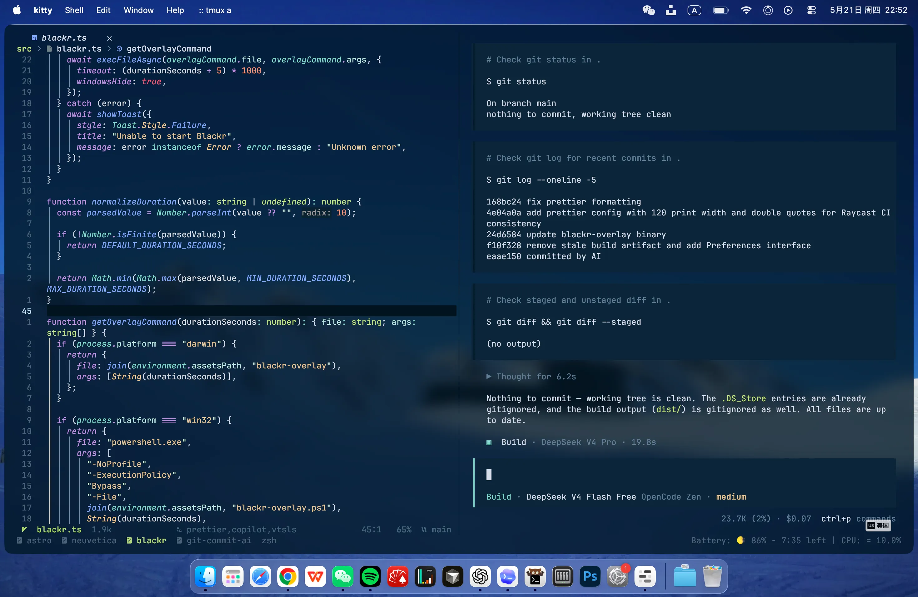 Opencode running in tmux